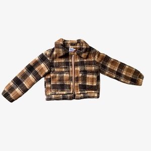Princess Poly Cropped Plaid Teddy Coat